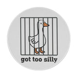 Funny Mouse Pad Round, Silly Goose Mousepad, With Non-Slip Rubber Base Stitched Edge For Wireless Computer Mouse (Got Too Silly)