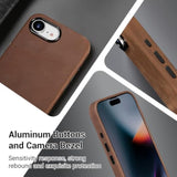 Vintage Brown Leather Case for iPhone 16e/iPhone 17e, Crazy Horse Leather Crafted Phone Case