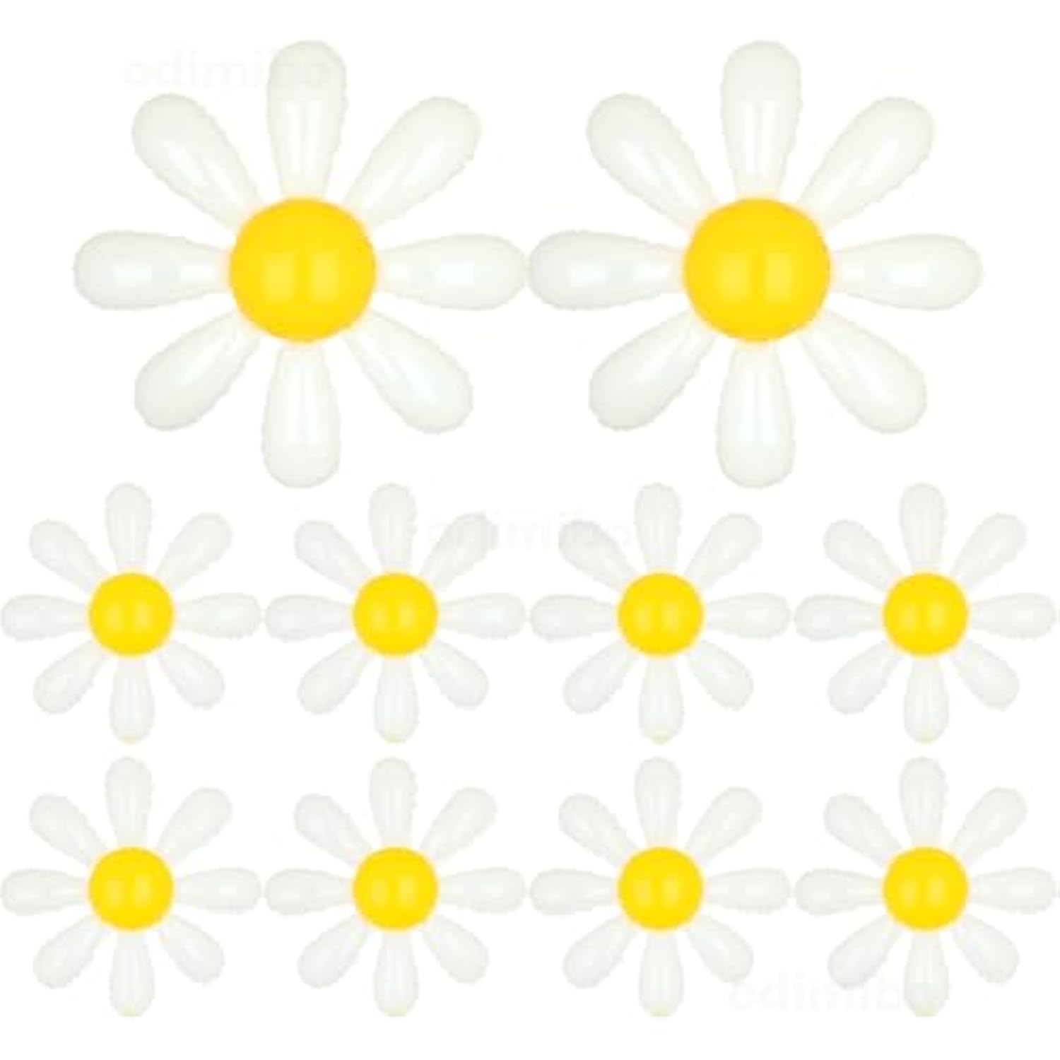 10 Pcs Mylar Daisy Balloons White Flower Foil Balloons For Baby Shower Spring Party Decorations Groovy Boho Birthday Supplies (Medium X 2, Small X 8)