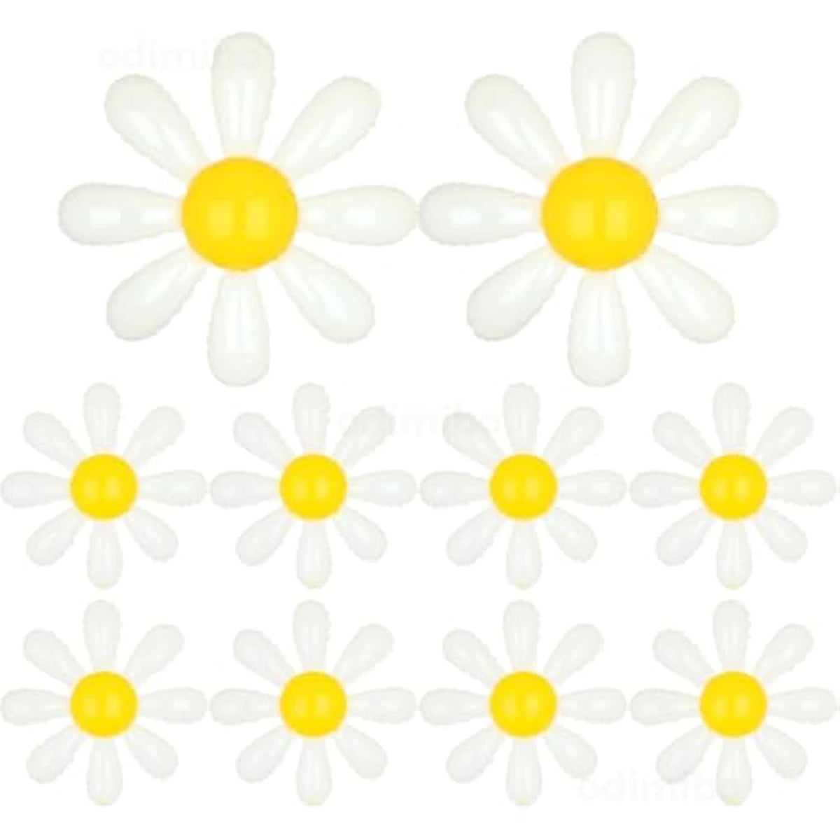 10 Pcs Mylar Daisy Balloons White Flower Foil Balloons For Baby Shower Spring Party Decorations Groovy Boho Birthday Supplies (Medium X 2, Small X 8)