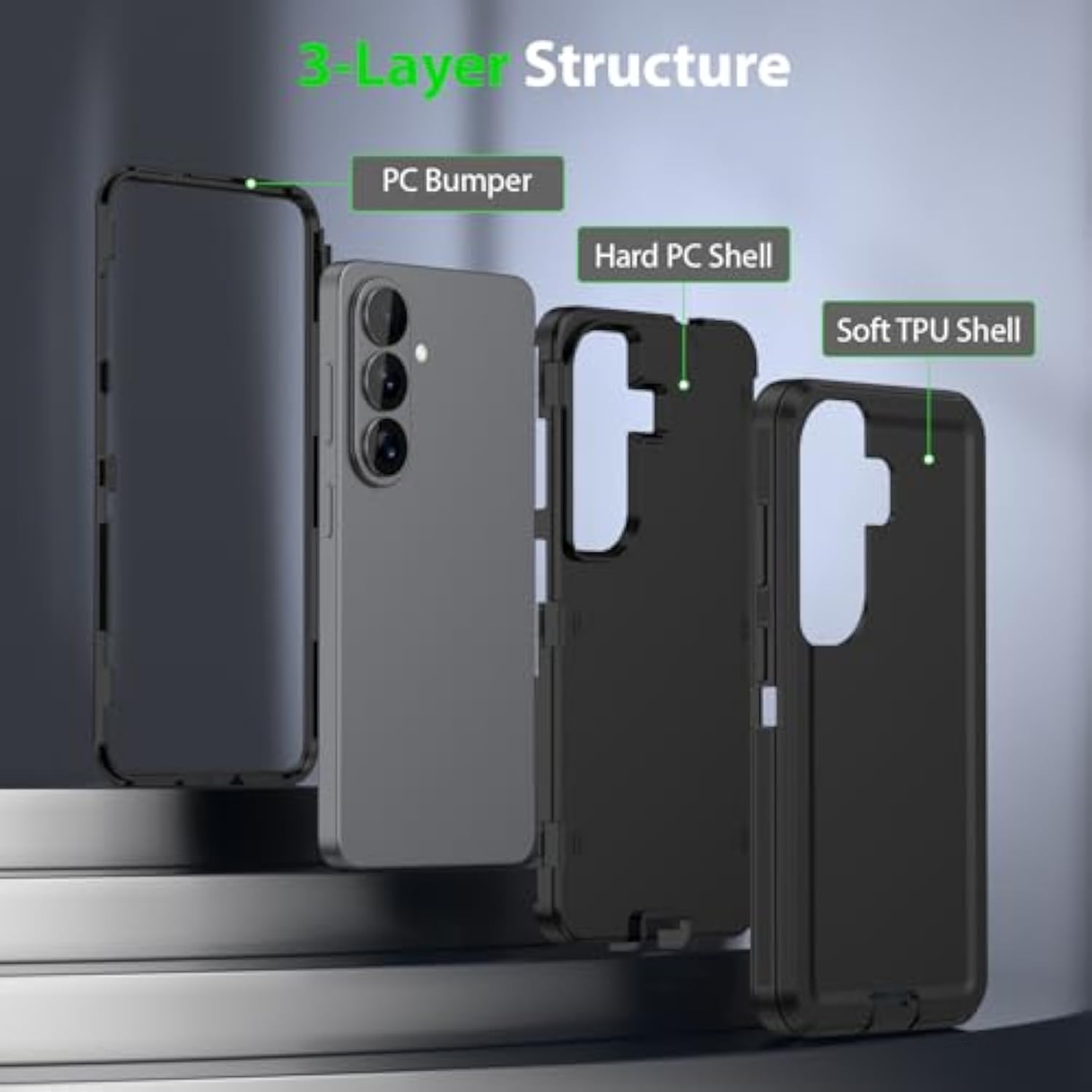 Heavy Duty Protective Phone Case for Samsung Galaxy S26 Black