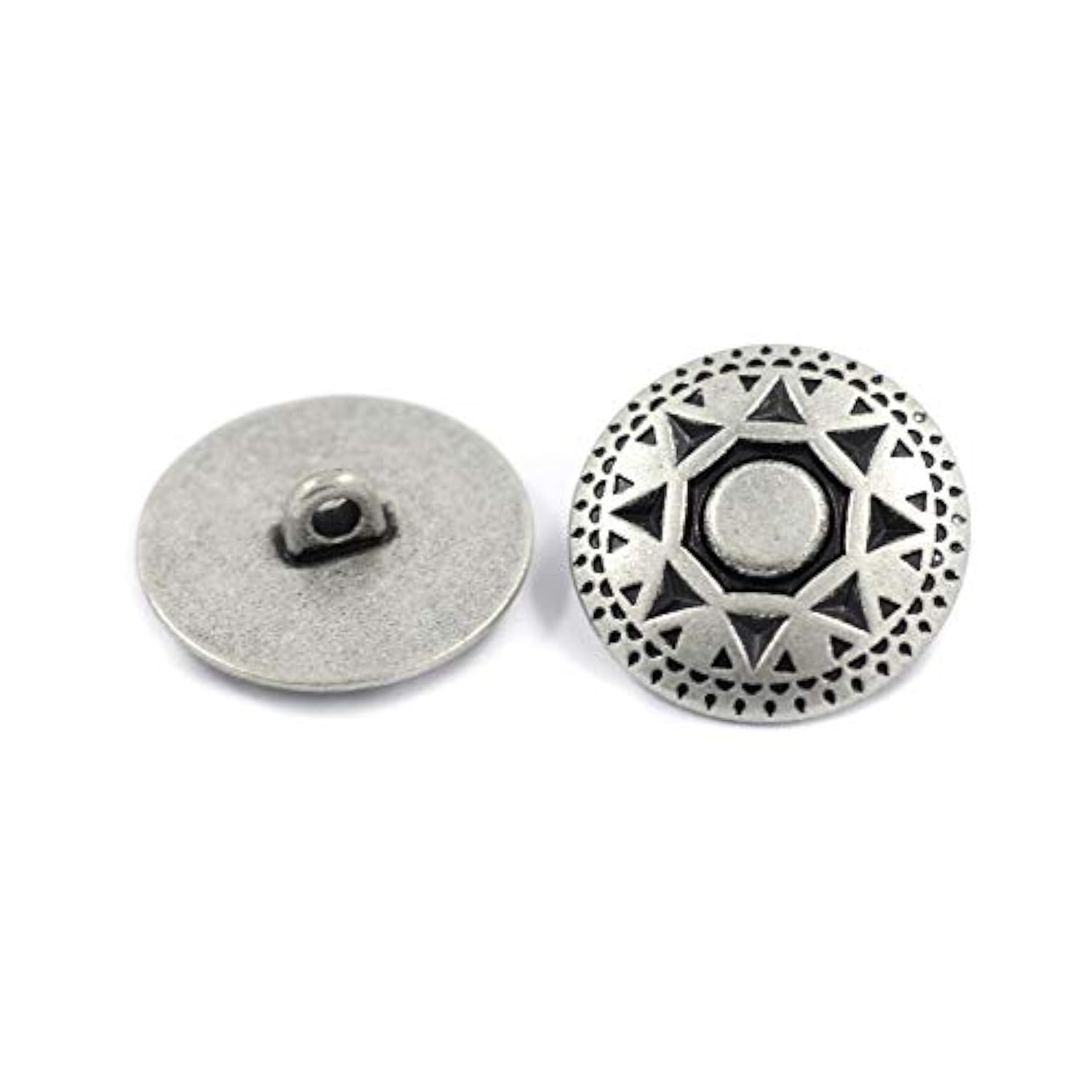10 Pieces Native Sun Pattern Metal Shank Buttons. 23Mm (7/8 Inch) (Ant