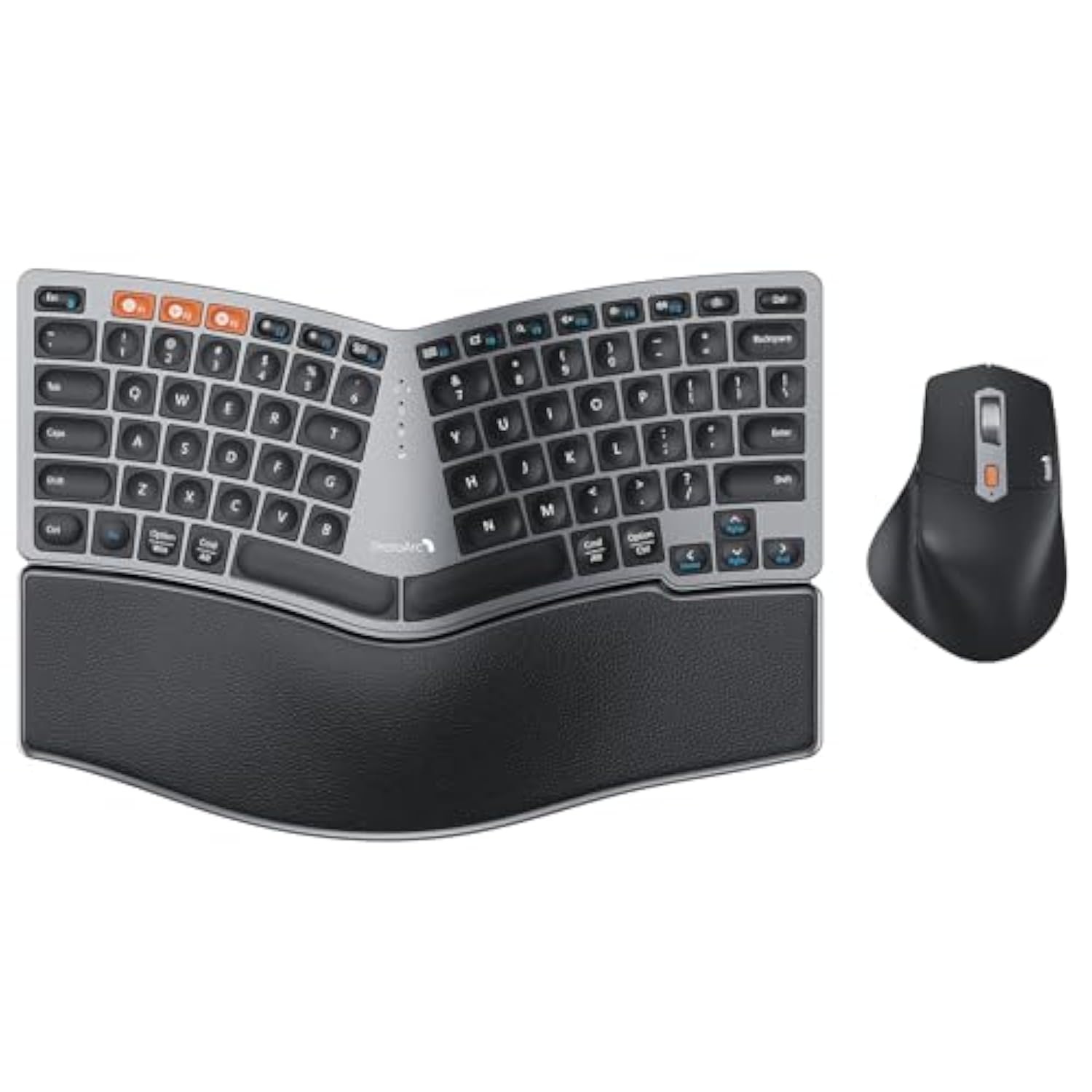 Bluetooth Ergonomic Keyboard Mouse, Ekm04 Mini Compact Wireless Ergo Keyboard Mouse Combo, Split Design, Wrist Rest, Multi-Device, Rechargeable, Compatible With Windows/Mac/Android