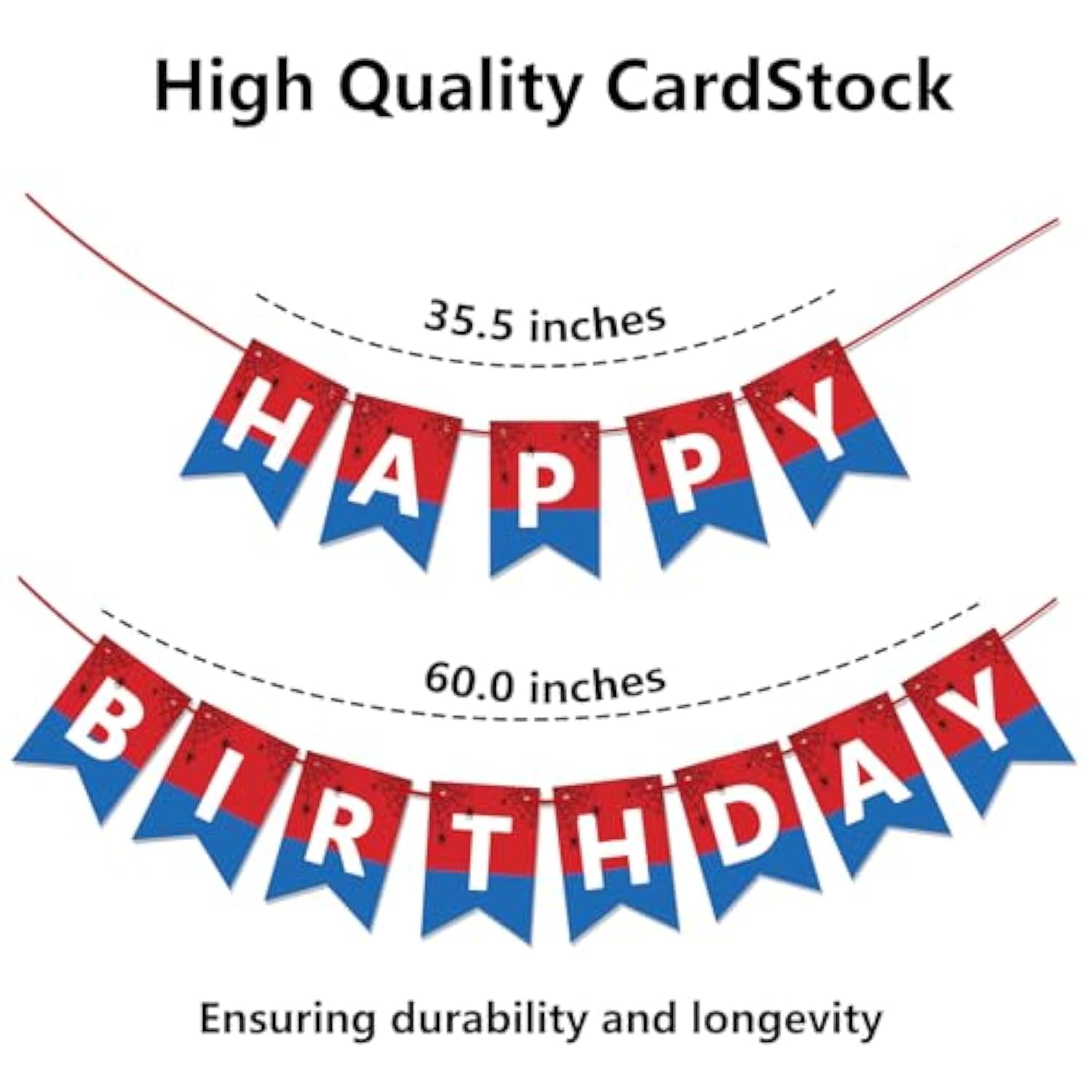 Happy Birthday Banner, Swallowtail Design, Red & Blue Theme for Boys, 13Pcs