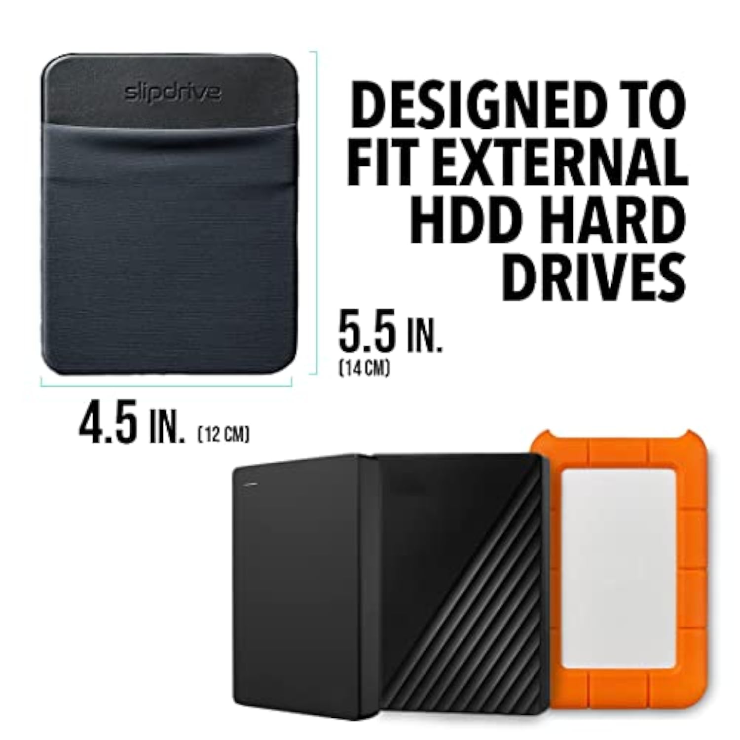 - Portable Hard Drive Sleeve For Laptop - Hdd Hard Disk Drive - Reusable Adhesive - 5.5” X 4.5” Stick On External Hard Drive Carrying Case - Travel Pocket Pouch (Large, Black)