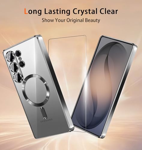 For Samsung Galaxy S25 Ultra Case,Clear Galaxy S 25 Ultra Phone Case,[No Yellowing] Shockproof Slim Silicone Cases Tpu Bumper Hard Pc Cover For Samsung S25 Ultra 5G 6.9",Transparent