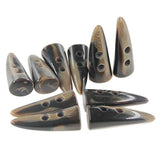 10Pcs Dark Coffee Color Resin Toggle Buttons Horn Tooth Shape Two Hole