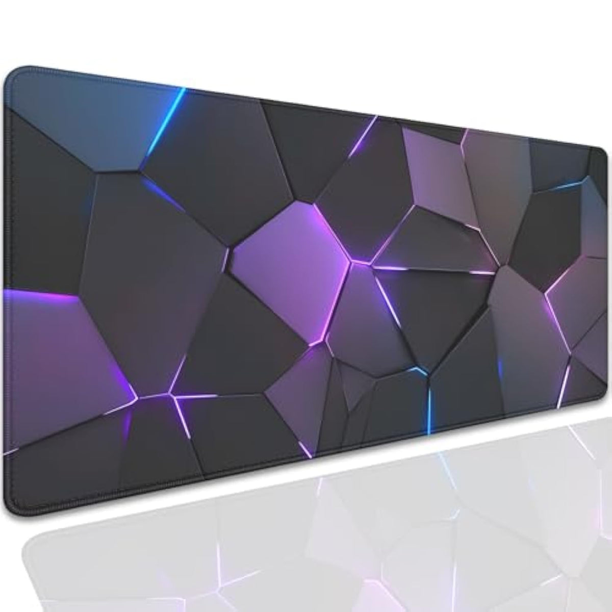 Cool Polygons Desk Pad Mouse Pad,Large Xl Technology Mouse Mat With Stitched Edges,Non-Slip Rubber Base Mousepad For Office Pc Keyboard Laptop And Home Work Desk Mat(27.5X11.8 In)