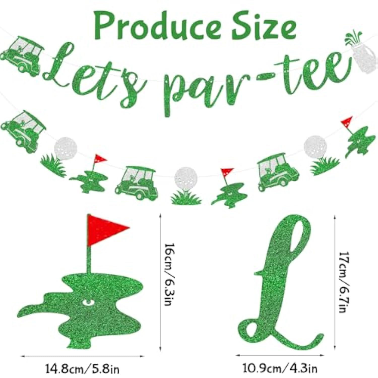 Let'S Par Tee Banner, Tee Banner Golf Themed Birthday Party Decoration, Golf Themed Retirement Party Decorations?Green Glitter