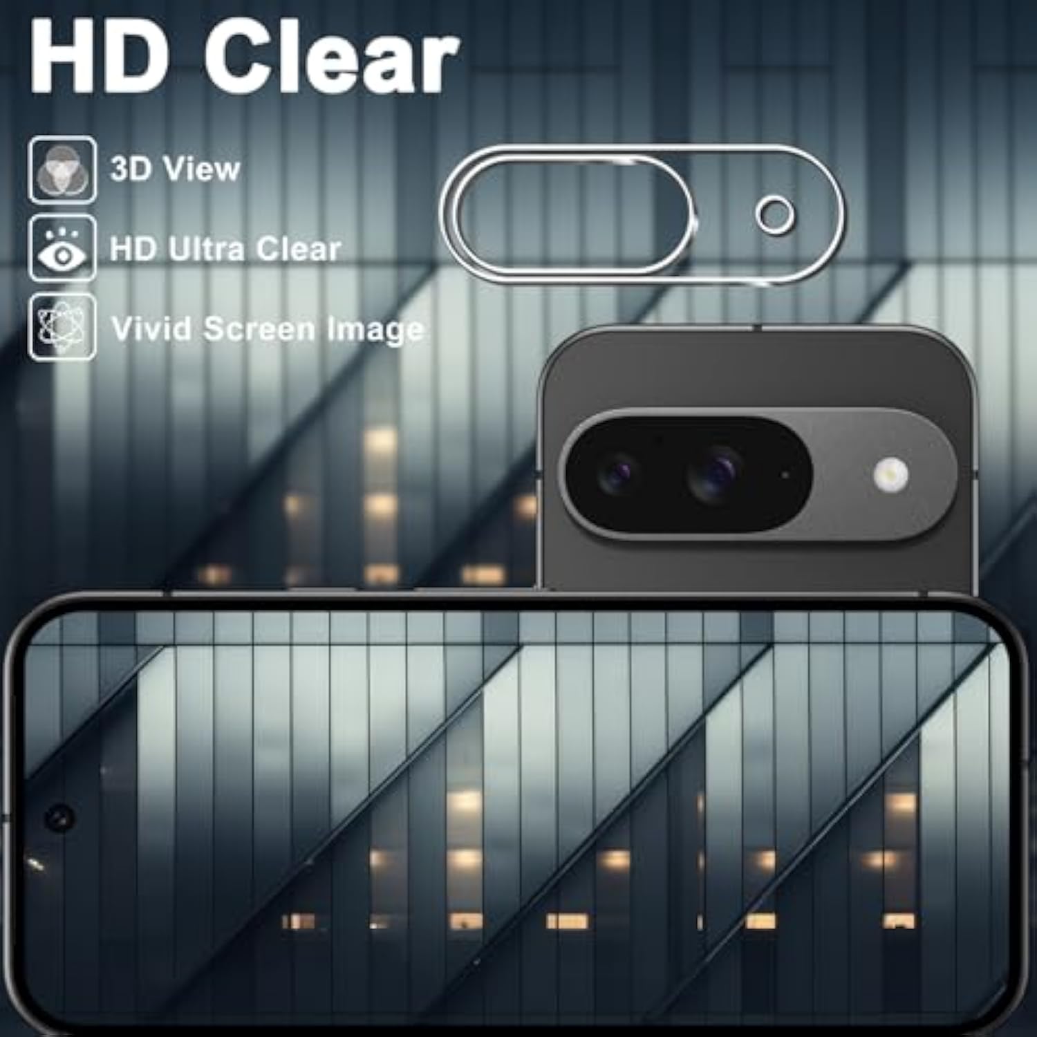 [3+3 Pack] Pixel 9 Screen Protector + Camera Lens Protector, 9H Tempered Glass, Fingerprint Unlock, Anti-Scratch, Easy Installation, Hd Screen Protector For Google Pixel 9 5G
