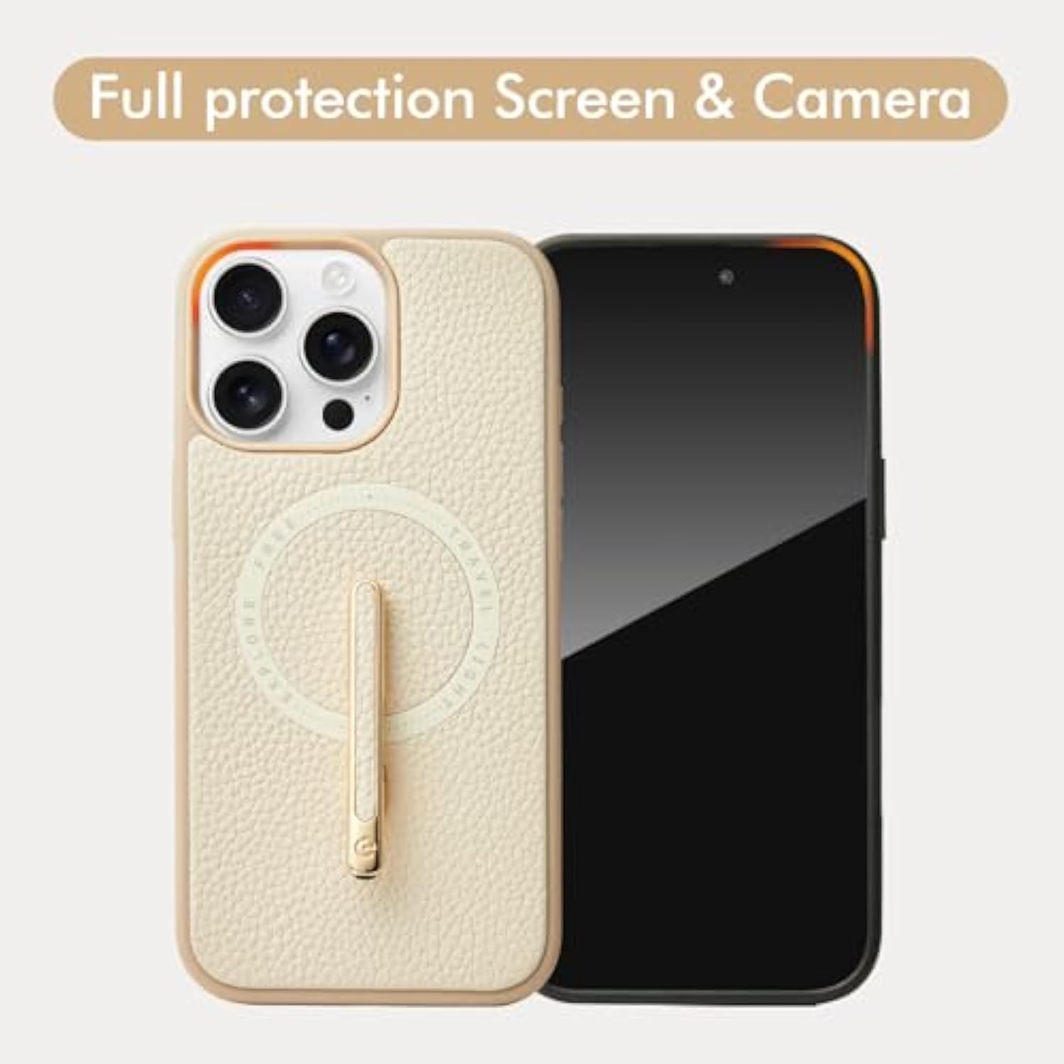 iPhone 16 Pro Magnetic Case with 2-Way Stand, Magsafe Leather Protective Cover