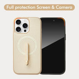 iPhone 16 Pro Magnetic Case with 2-Way Stand, Magsafe Leather Protective Cover