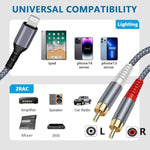 [Mfi Certified] 4Ft Lighting To Rca Cable Audio Aux Adapter, 2-Male Y Splitter Audio Cord Compatible With Ipad, Iphone 13 Pro For Amplifier, Car, Home Theater, Speaker And More
