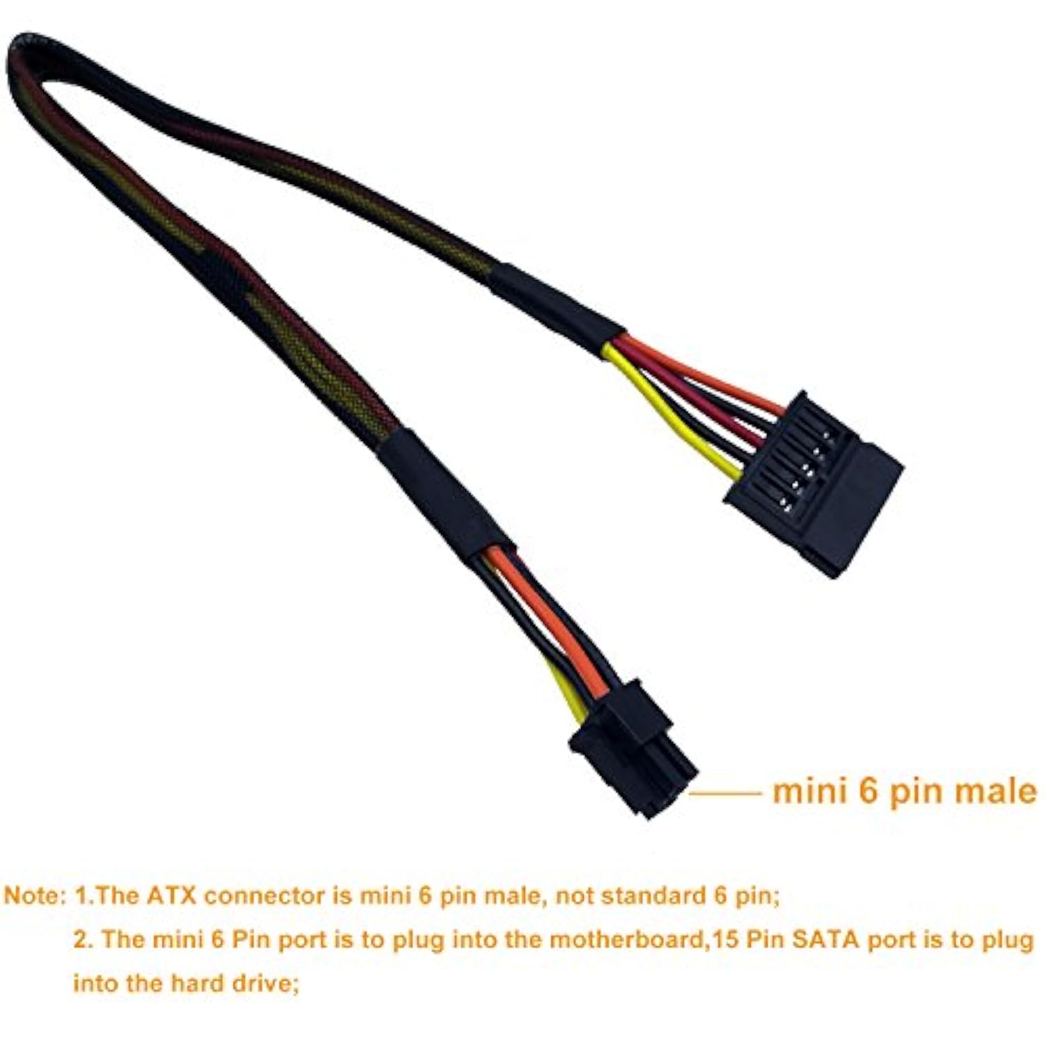 Hdd Sata Power Cable Replacement Sata 15 Pin To Mini 6 Pin Atx Adapter For Del