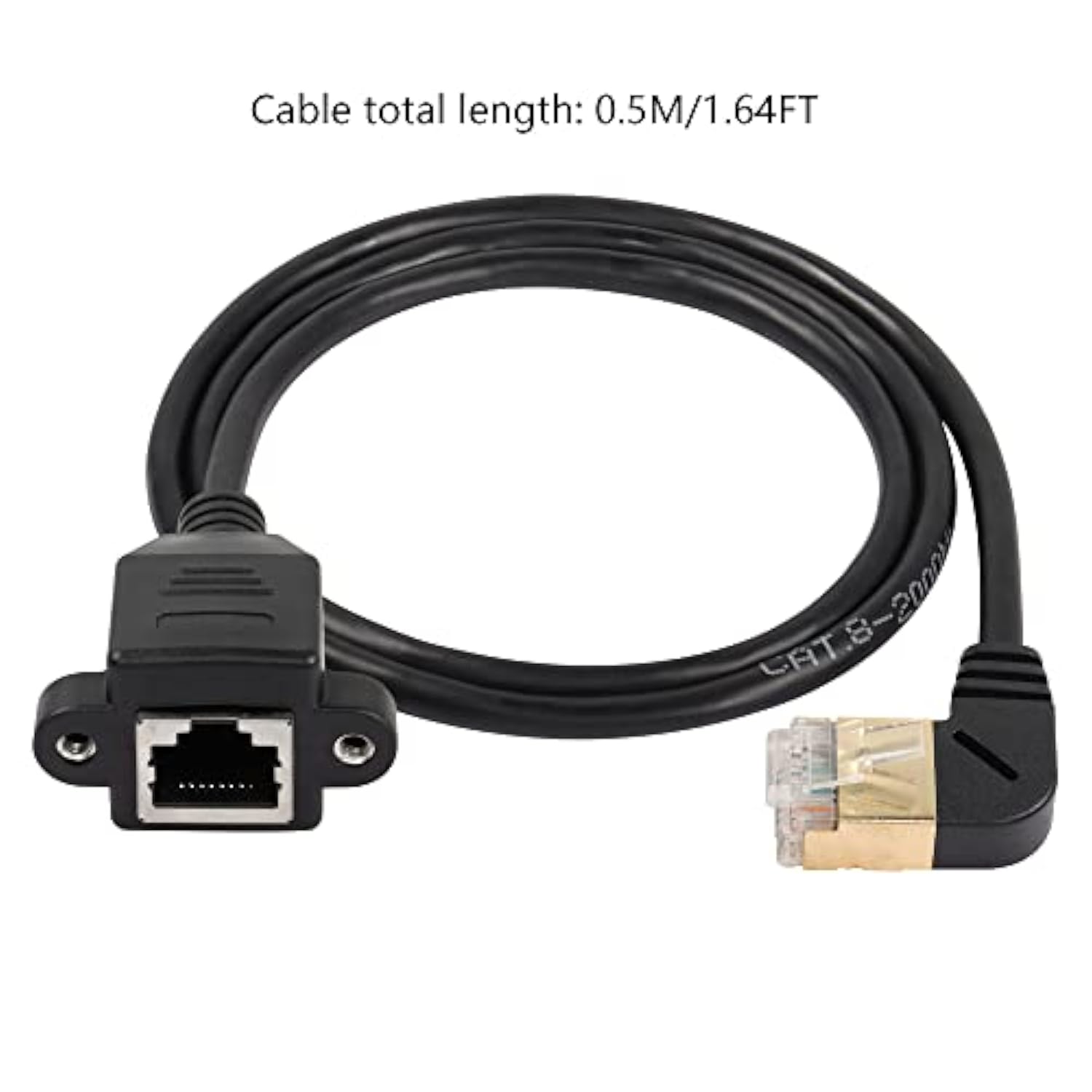 90 Degree Right Angle Cat8 Lan Cable, Rj45 Male To Female Shielded Ethernet Ne