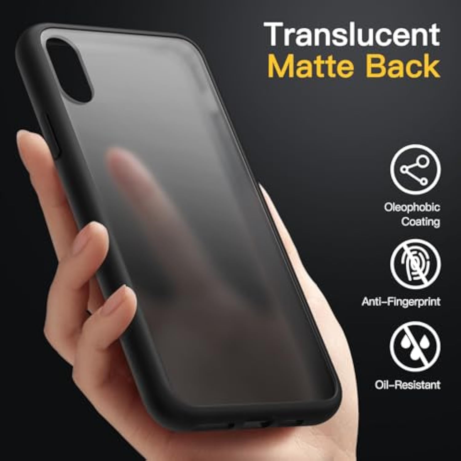JETech Matte Case for iPhone XR 6.1-Inch, Shockproof Military Grade Drop Protection, Frosted Translucent Back Phone Cover, Anti-Fingerprint (Black)