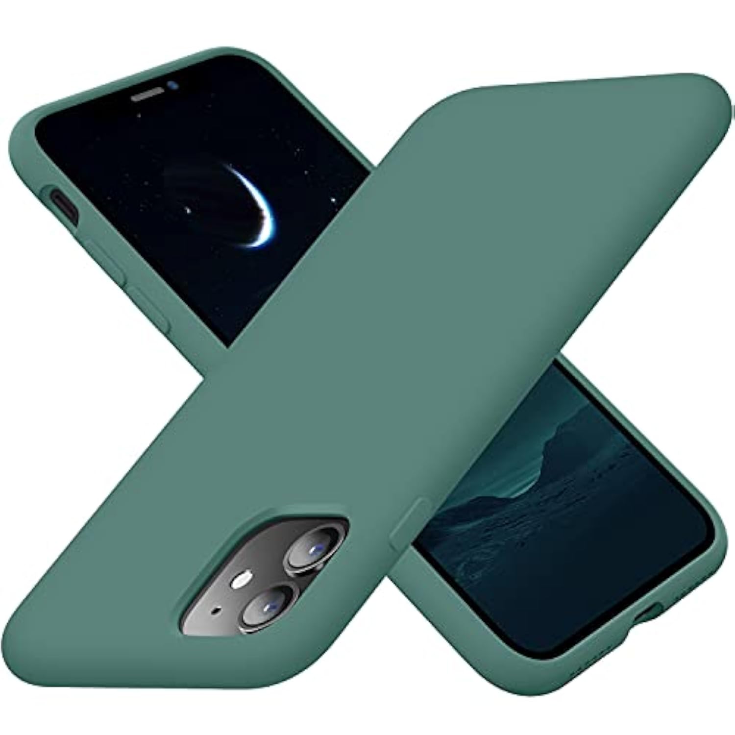 Designed For 11 Case, Silicone Ultra Slim Shockproof Phone Case With [Soft Anti-Scratch Microfiber Lining], 6.1 Inch, Midnight Green