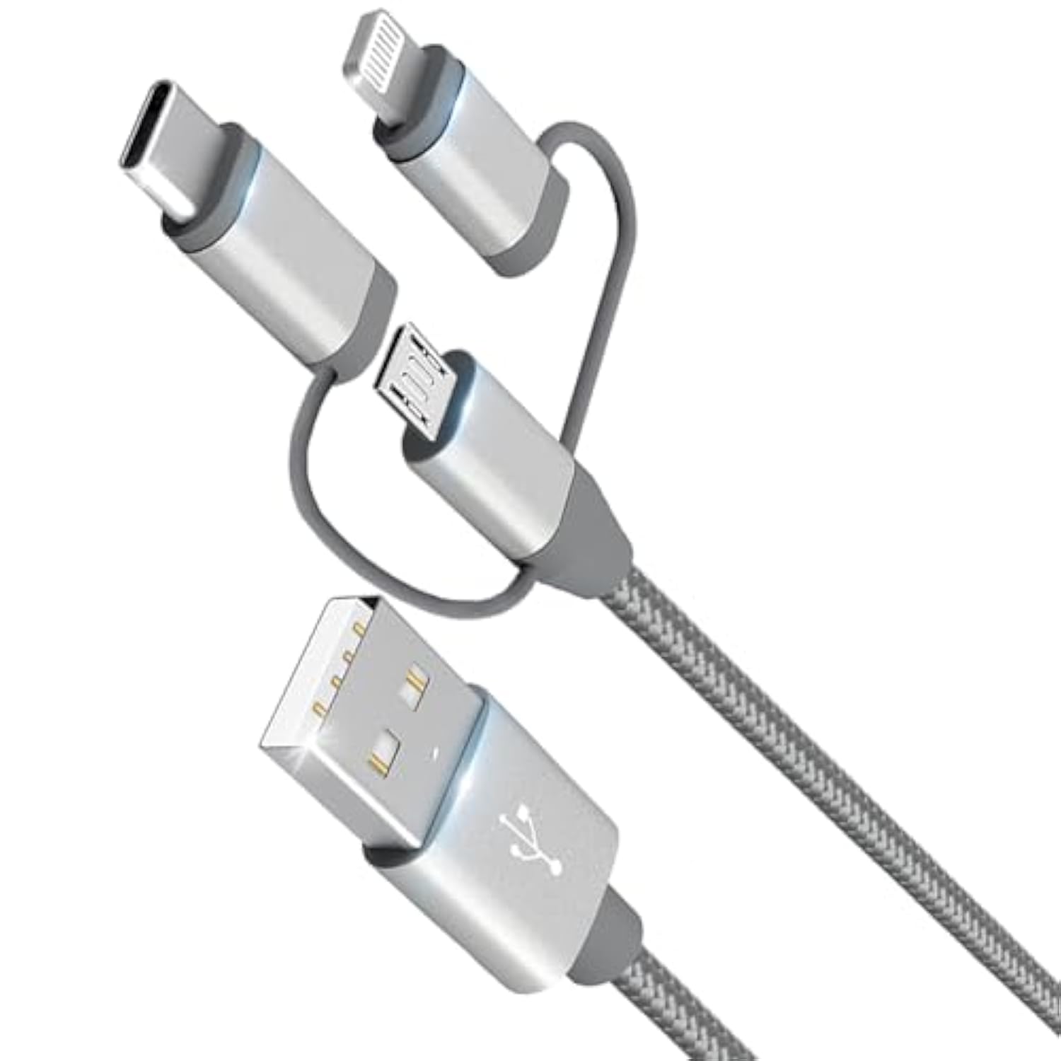 3 In 1 Charging Cable Adapter,Apple Mfi Certified Lightning,Type-C,Micro Usb Cable,Compatible With Iphone 16/15/14,Ipad,Huawei, Htc,Lg,Samsung Galaxy,Sony Xperia,Car Charger(1 Pack,3.4Ft)