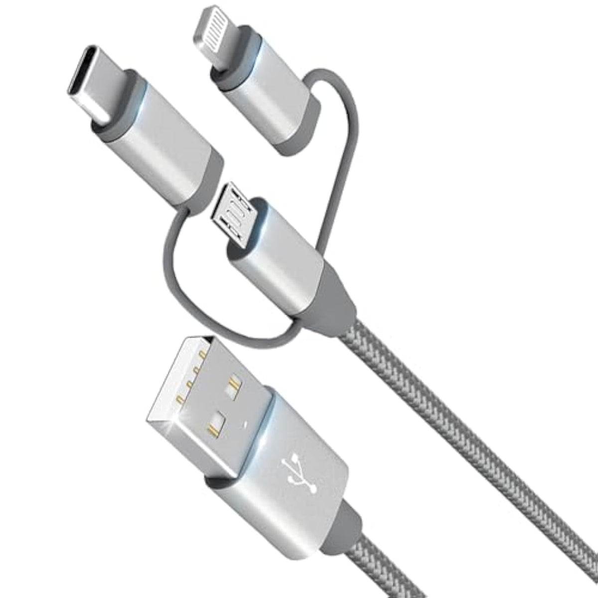 3 In 1 Charging Cable Adapter,Apple Mfi Certified Lightning,Type-C,Micro Usb Cable,Compatible With Iphone 16/15/14,Ipad,Huawei, Htc,Lg,Samsung Galaxy,Sony Xperia,Car Charger(1 Pack,3.4Ft)
