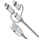 3 In 1 Charging Cable Adapter,Apple Mfi Certified Lightning,Type-C,Micro Usb Cable,Compatible With Iphone 16/15/14,Ipad,Huawei, Htc,Lg,Samsung Galaxy,Sony Xperia,Car Charger(1 Pack,3.4Ft)