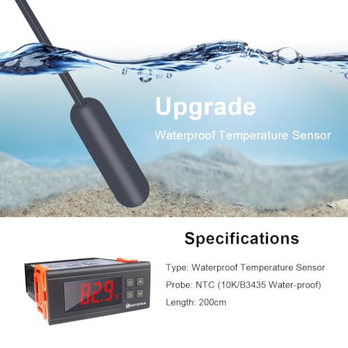 Digital Temperature Controller Ac110V 10A Fahrenheit Thermostat With 2M Waterproof Sensor 2 Relays Heating Cooling Incubator