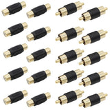 RCA Coupler Adapter Gold Plated 20 Pack, RCA Female to Female Adapter 10pcs, RCA Male to Male Connector 10pcs for Cable Extension, Phono, Speaker,
