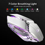 T12 Wireless Gaming Mouse Rechargeable, 2.4G Silent Optical Wireless Computer Mice with Changeable LED Light for Laptop PC, 7 Buttons, 3 Adjustable