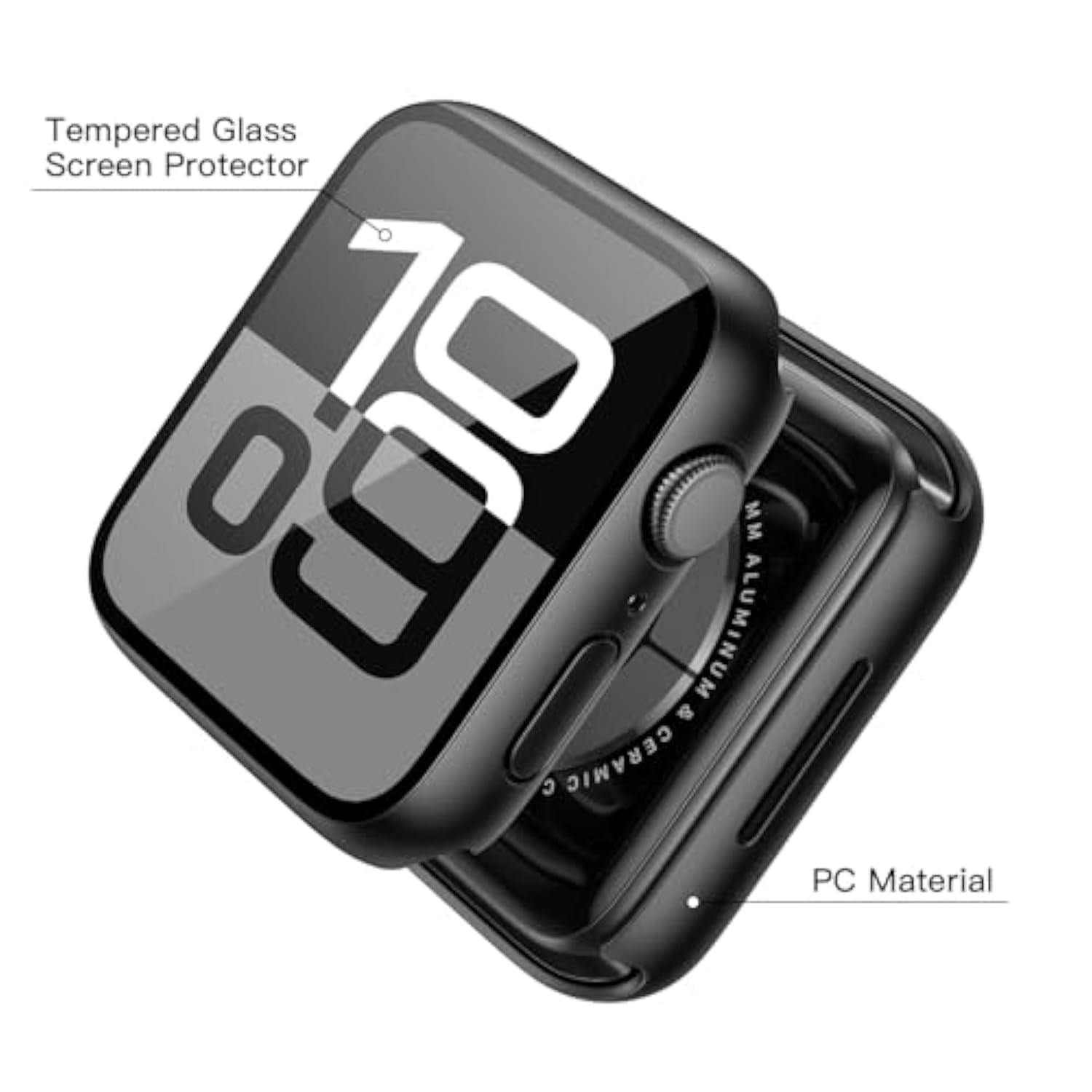 2 Pack Tempered Glass Case Compatible For Apple Watch Series 11 (2025) Series 10 46Mm, Hard Pc Screen Protector Overall Protection Ultra-Thin Lightweight Scratch-Resistant Cover For Iwatch, Black