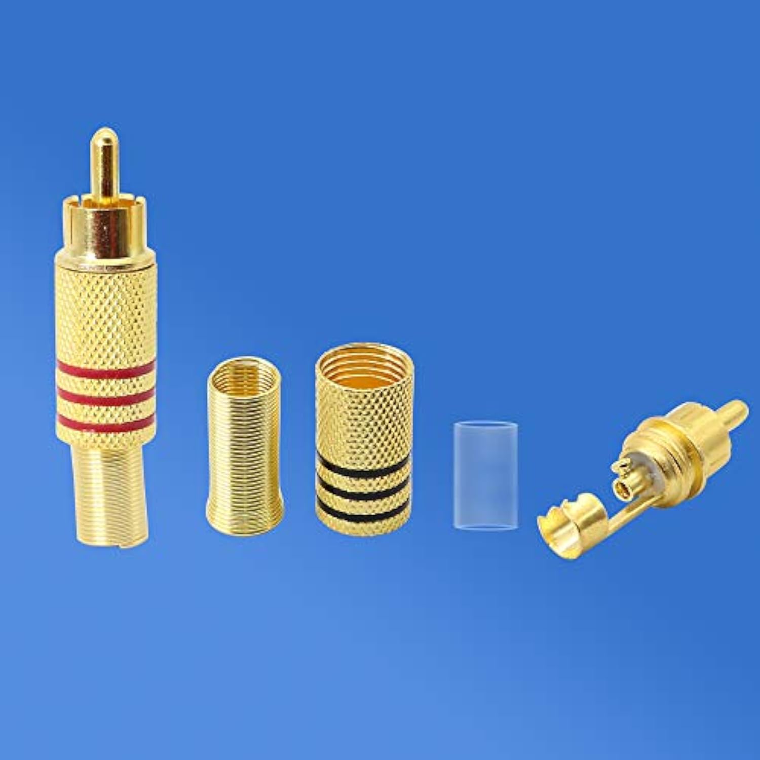 Rca Stereo Connector Plug With Spring Coax Audio Solderless Gold Plated Adapte