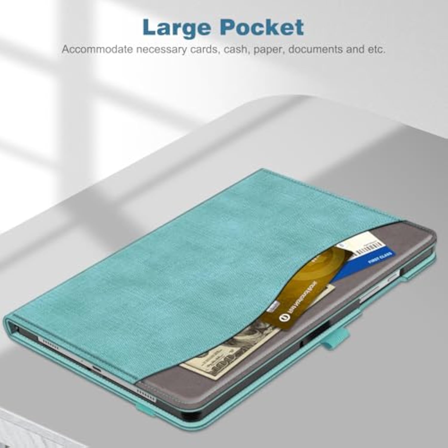 Fintie Case For Samsung Galaxy Tab A9 Plus/A9+ 5G 11 Inch 2023 Model (Smx210/X216/X218), Multiangle Viewing Smart Stand Back Cover With Pocket Auto Wake/Sleep, Turquoise