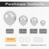 130Pcs Metallic Silver Balloons Different Sizes 18" 12" 10" 5" Chrome Silver Balloon Garland Arch Kit For Graduation Birthday Baby Shower Wedding Anniversary New Year Party Decorations