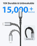 Short Mini USB Cable 1FT 2Pack, USB 2.0 to Mini USB Cable Data Sync and Charging for PS3 Controller, MP3/4Player, Dash Cam, PDA, Camera, GoPro