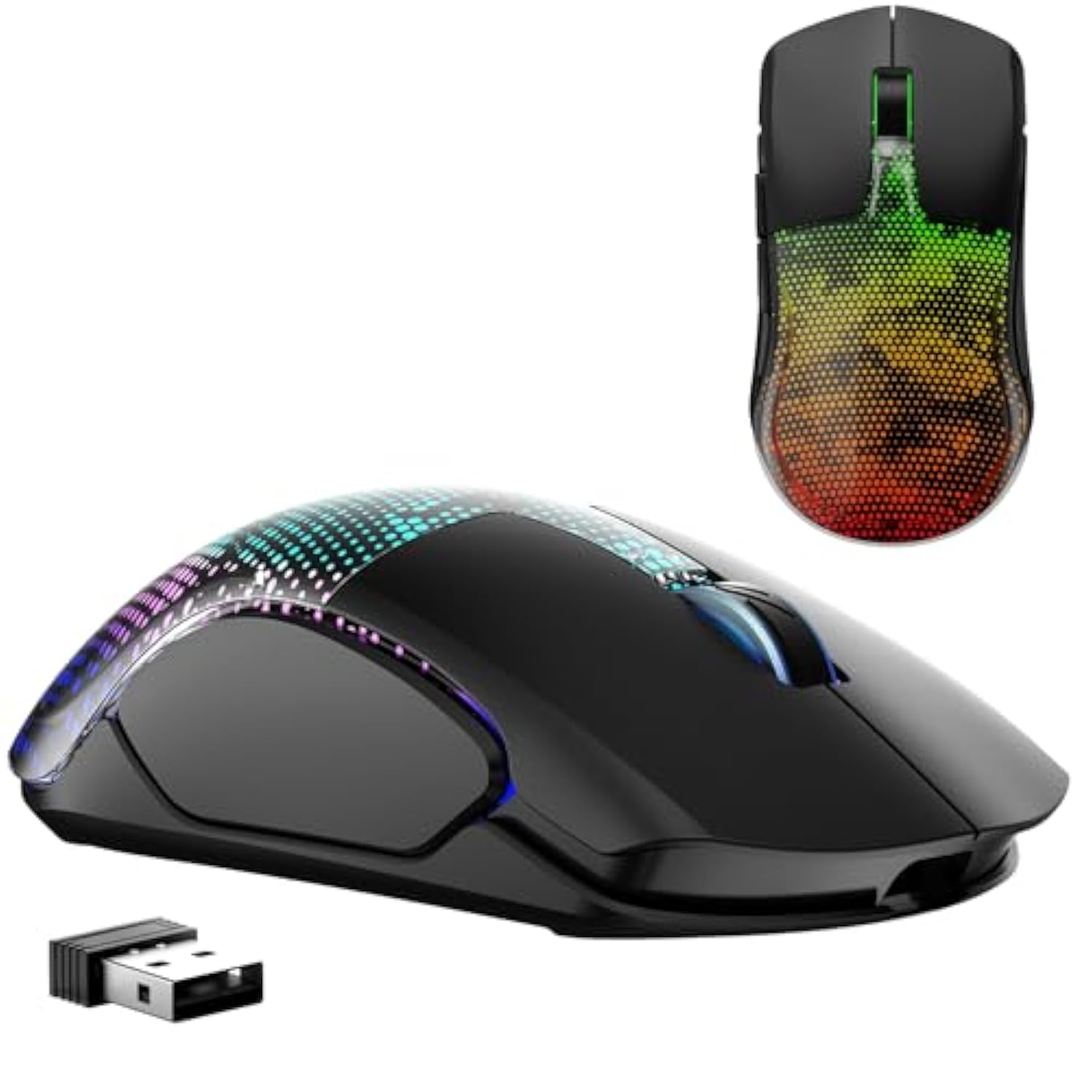 Wireless Gaming Mouse, 12000 Dpi, Tri-Mode 2.4Ghz/Usb-C Wired/Bt5.3 Gaming Mouse, Python Skin Texture Rgb Backlit, 6 Programmable Buttons, 75Hr Battery Life For Pc, Mac, Laptop - Black