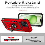 Compatible With Iphone 15 Plus Case With Hd Screen Protector & Slide Camera Cover & Rotated Ring Kickstand, [-Grade] Phone Case For Iphone 15 Plus (Red)