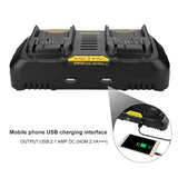 2Port Dcb102 Charger Repalcement For Dewalt 12V/20V Battery Charger Compatible With Dewalt 20V Max Dcb200 Dcb203 Dcb125 Dcb107 2-Port Simultaneous Charging Station For Dewat 20 Volt Battery