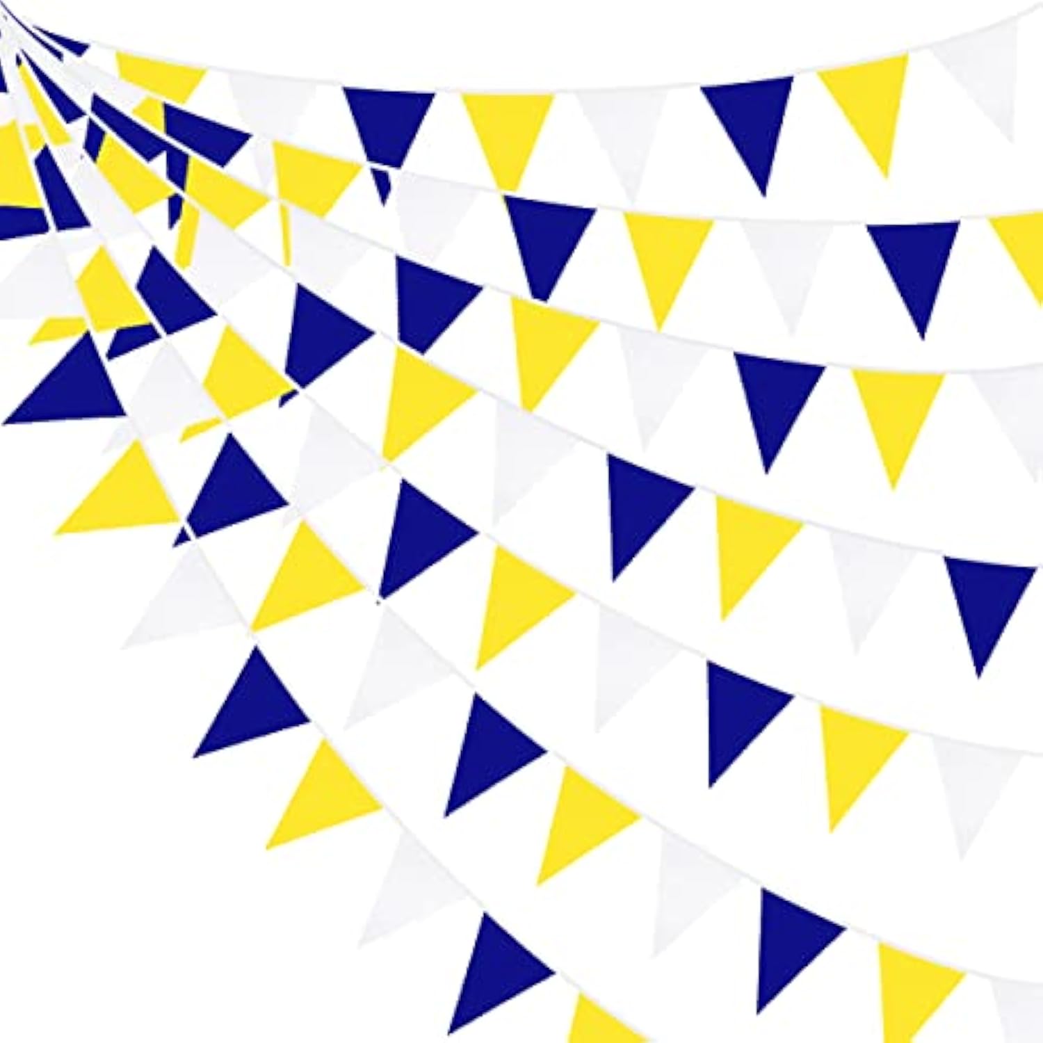 32ft Blue, Yellow & White Triangle Pennant Banner for Nautical Parties & Events