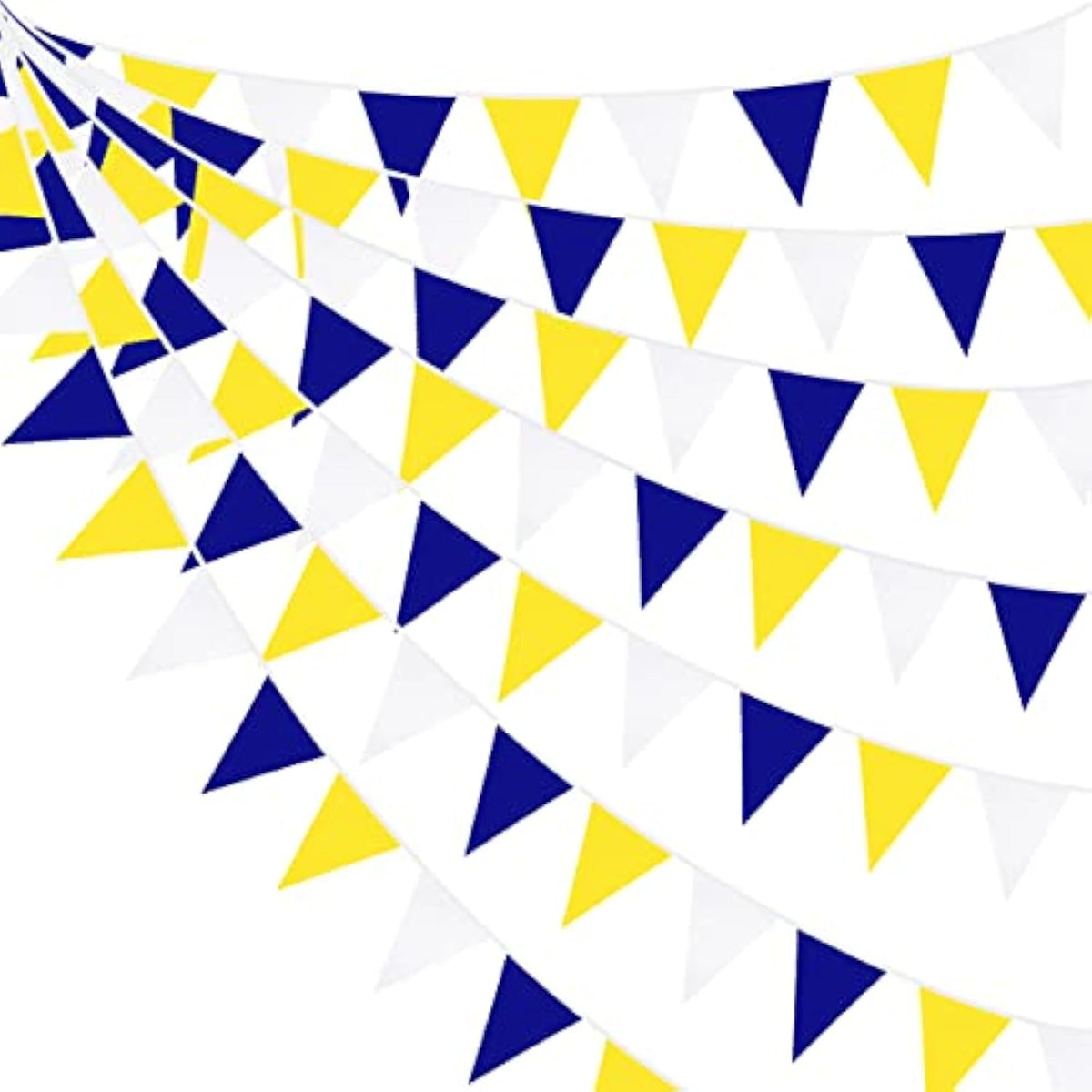 32ft Blue, Yellow & White Triangle Pennant Banner for Nautical Parties & Events