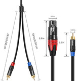 Female Xlr To Dual Rca Y Splitter Patch Cable,Unbalanced Xlr Female To 2 Rca/Phono Plug Stereo Audio Interconnect Duplicator Lead - 6.6 Feet