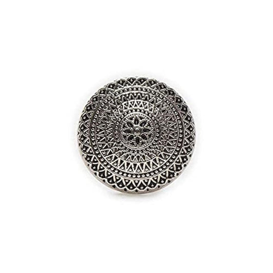 5 Pcs Metal Shank Circle Flower Pattern Round Vintage Buttons Craft Fo