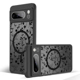 Magnetic Case For Google Pixel 8 Pro [Compatible With Magsafe] Black Flower Floral Pattern Case For Women Girls Soft Tpu Bumper Hard Pc Back Anti-Fall Shockproof Protective Slim Cover A9