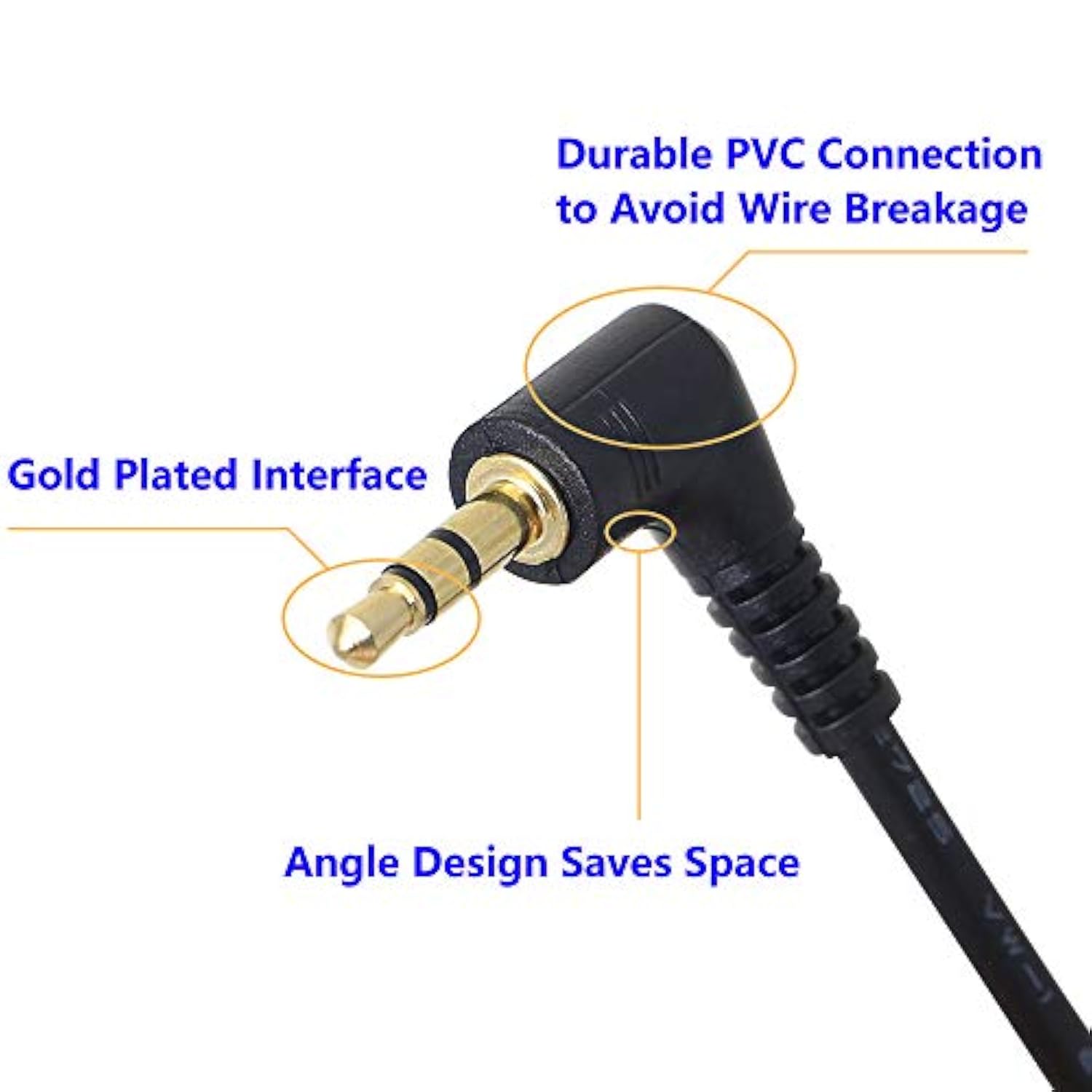3.5Mm Stereo Audio Cable, (2-Pack) Gold Plated 90 Degree Right & Left Angled 3.5Mm Male To Male Stereo Audio Cable For Smartphones, Tablets, Media Players(3-P,9Inch)