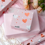 Gold Foil Heart Wrapping Paper Reversible Pink Gift Wrap 17In X 32.8Ft