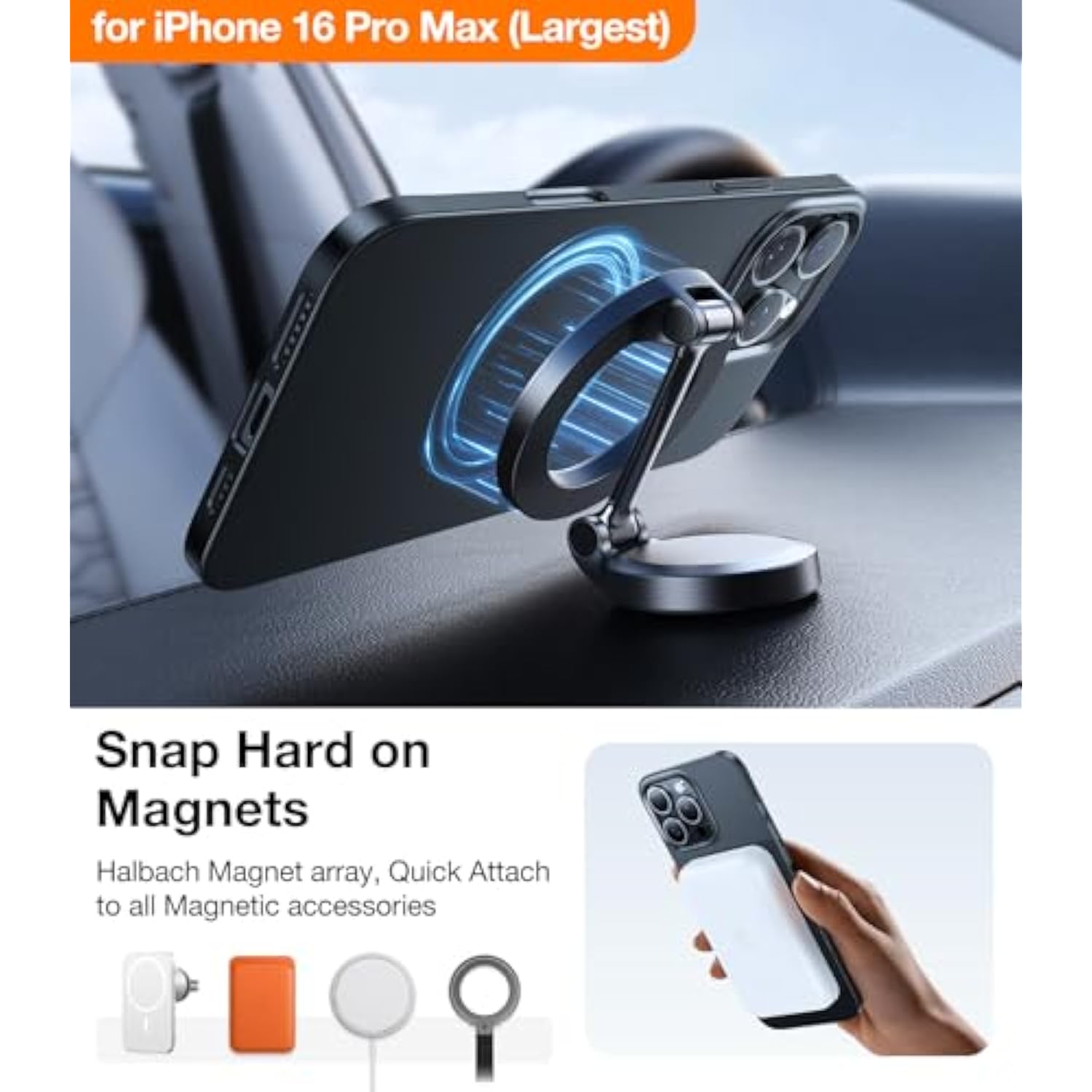 Magnetic Slim-Fit iPhone 16 Pro Max Case, Ultra-Thin, MagSafe, Anti-Scratch, Black