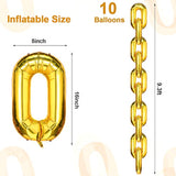 24 Pieces Chain Balloons 16 Inch Foil 90S Balloons Hip Hop Party Decorations Jumbo Chain Link For 80S 90S Hip Hop Retro Theme Birthdays Graduations Weddings Arch Supplies(Gold)