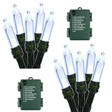 White Christmas Lights, 2 Pack 17.94Ft 50 Led Battery Christmas String Lights With Timer, 8 Modes Christmas Tree Lights