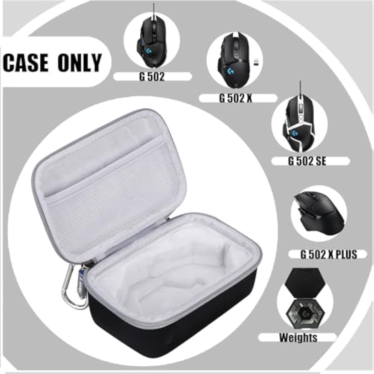 Carrying Mouse Case For Logitech G502 Hero High Performance/ G502 X Plus Lightspeed Gaming Mouse(Case Only) (Black)