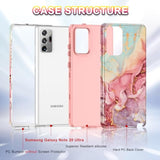 For Samsung Galaxy Note 20 Ultra Case,Marble Pattern 3 In 1 Heavy Duty Full Body Shockproof Hard Pc+Soft Silicone Drop Protective Women Girls Case For Note 20 Ultra 5G 6.9 Inch,Rose Gold