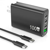100W Usb C Charger,Gan 4-Port Charging Station,Portable Foldable Fast Power Adapter With 5.9Ft Cable Replacement For Iphone 16/15,Macbook Pro/Air,Ipad Pro,Samsung Galaxy,Dell Xps,And All Usb C Devices