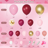 129Pcs Burgundy Pink Balloons Garland Arch Kit, Light Pink Gold White