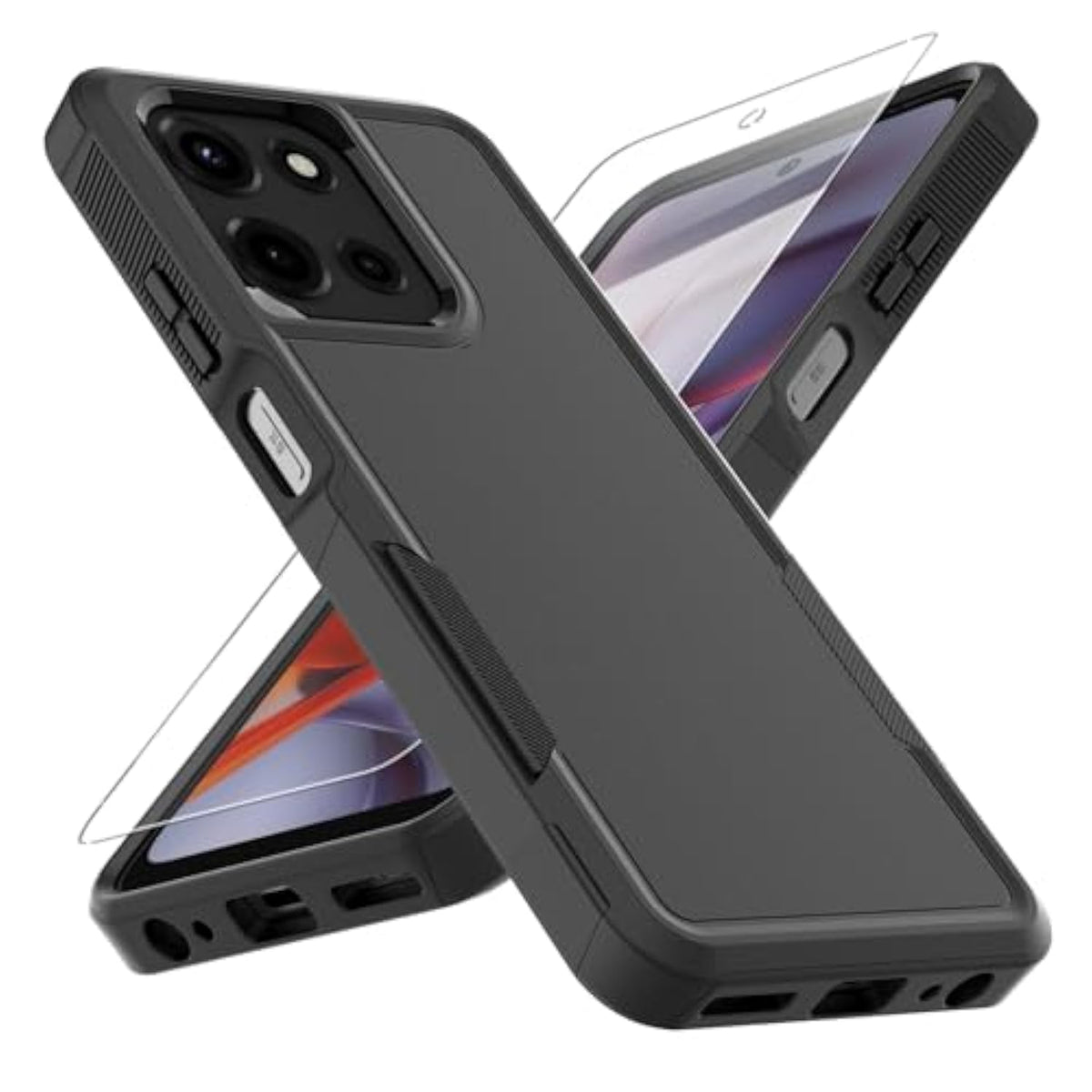 For Moto G 5G 2025 Case, [Military Grade Drop Tested] With Screen Protector, Dual Layer Protective Heavy Duty Cell Phone Cover Non-Slip Shockproof Case For Motorola Moto G 5G 2025 (Black)